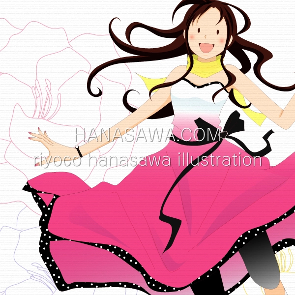 RiyocoHanasawa-ILLUSTRATION/2009・ピンクのドレスを着た女の子