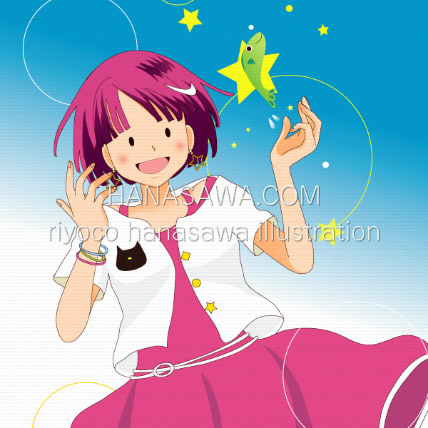 RiyocoHanasawa-ILLUSTRATION/2009・手から魚を出すピンクヘアーの女の子