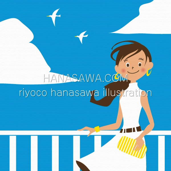 RiyocoHanasawa-ILLUSTRATION/2010・海辺に立つ女性