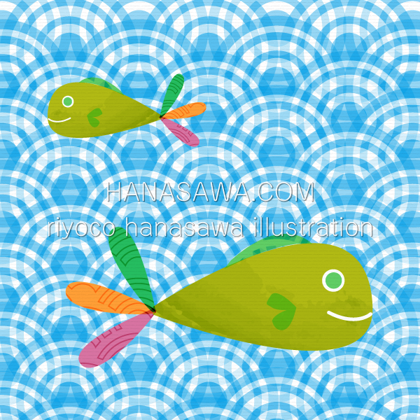 RiyocoHanasawa-ILLUSTRATION/2011・魚と波模様