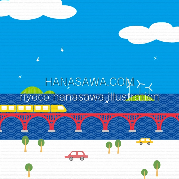 RiyocoHanasawa-ILLUSTRATION/2011・海の上を走る電車