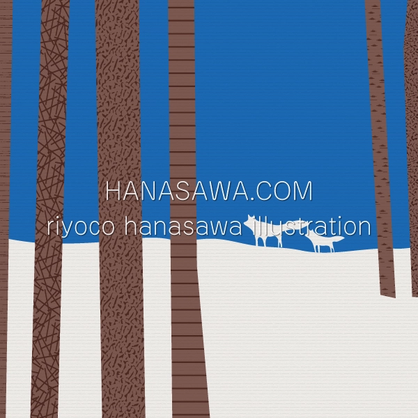 RiyocoHanasawa-ILLUSTRATION/2014・冬山のきつね親子