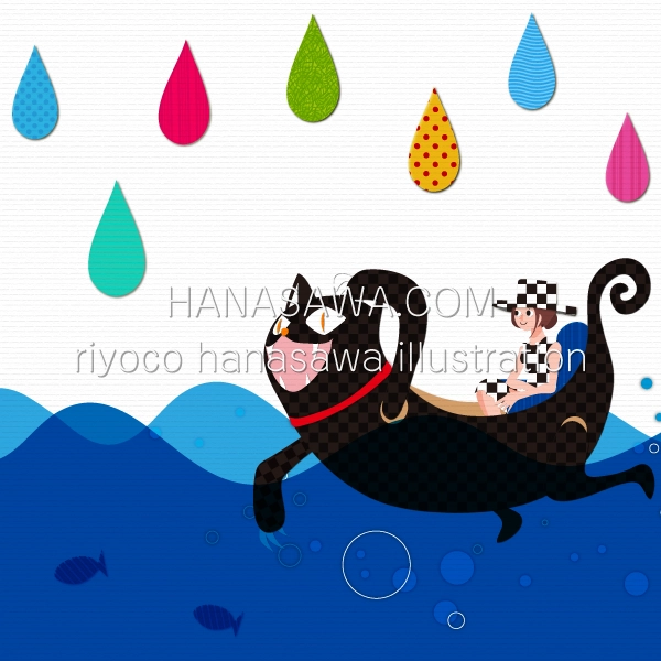 RiyocoHanasawa-ILLUSTRATION/2014・猫船に乗る女の子