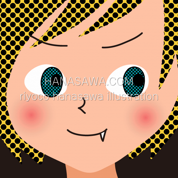 RiyocoHanasawa-ILLUSTRATION/2015・牙の生えた女の子の顔アップ