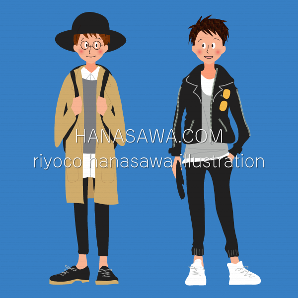 RiyocoHanasawa-ILLUSTRATION/2015・冬服を着た男の子2人