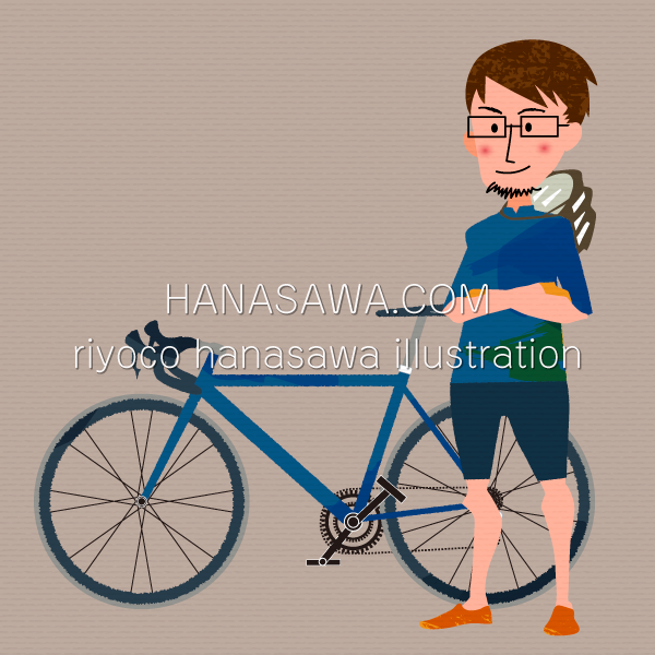 RiyocoHanasawa-ILLUSTRATION/2019・ロードバイクとサイクルウェア、ヘルメットをつけている男性