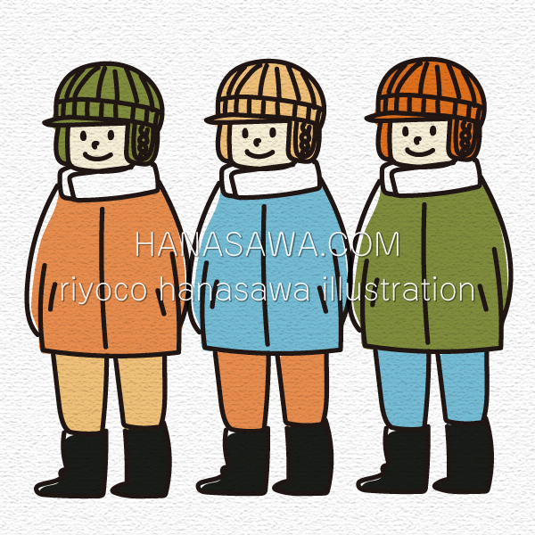 RiyocoHanasawa-ILLUSTRATION/2020・冬服を着る3人