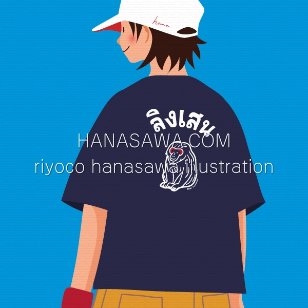 RiyocoHanasawa-ILLUSTRATION/2022イラスト・ベニガオザルTシャツを着た男の子