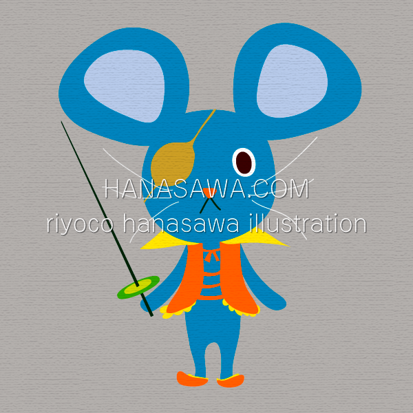 RiyocoHanasawa-ILLUSTRATION/animal・海賊風コスチュームの青いネズミ