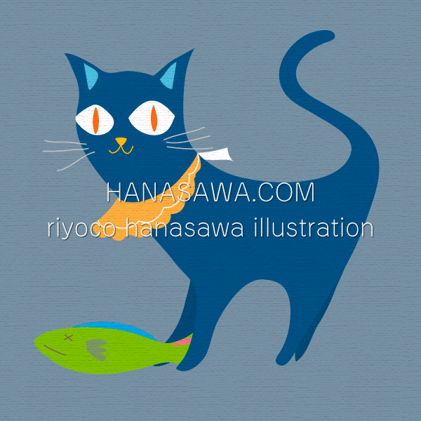 RiyocoHanasawa-ILLUSTRATION/animal・魚を食べようとする猫