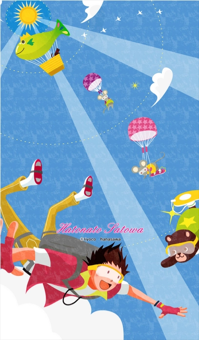 RiyocoHanasawa-ILLUSTRATION/LINECreators_11ネズミとクマと少年スカイダイビング・夏