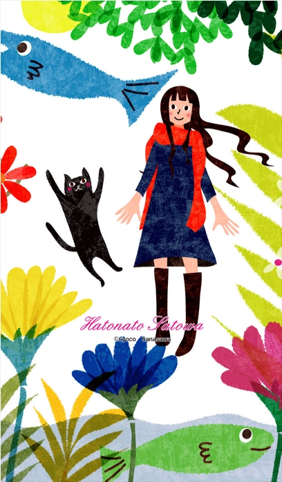 RiyocoHanasawa-ILLUSTRATION/LINECreators_15空飛ぶ魚と女の子と猫