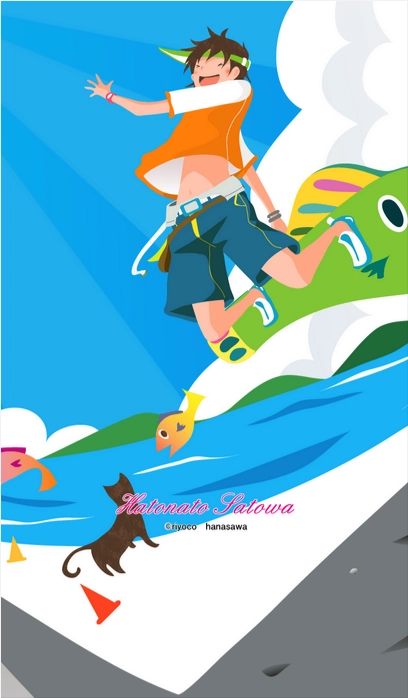 RiyocoHanasawa-ILLUSTRATION/LINECreators_26猫と男の子とスケートボード-【春-夏】