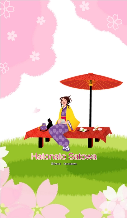 RiyocoHanasawa-ILLUSTRATION/LINECreators_40-桜と女の子-春