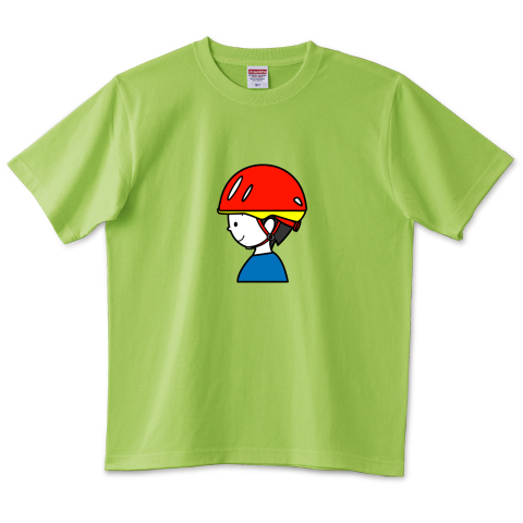 RiyocoHanasawa-ILLUSTRATION/自転車ヘルメットをかぶったイラストのTシャツ黄緑
